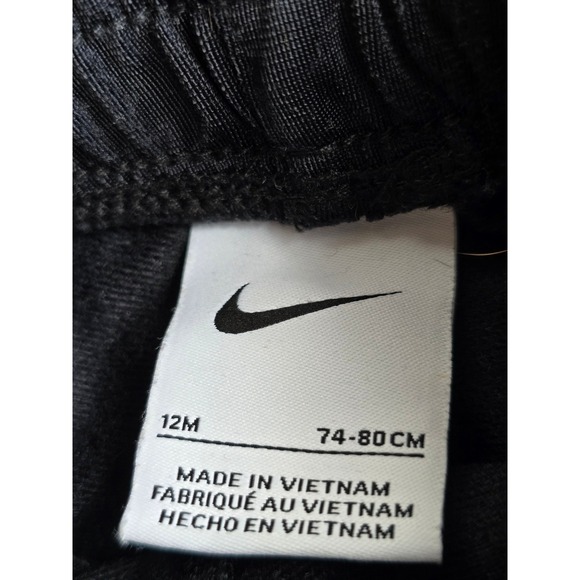 Nike Baby Boy's Black Joggers Track Pants Neon Yellow Logo 12m Athleisure Play - Picture 3 of 4